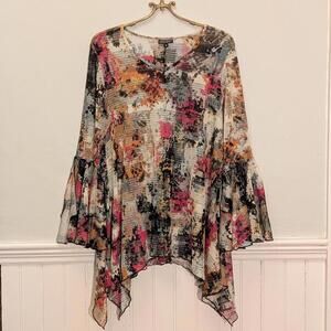 Dor Dor Couture Abstract Mesh Tunic Top – M